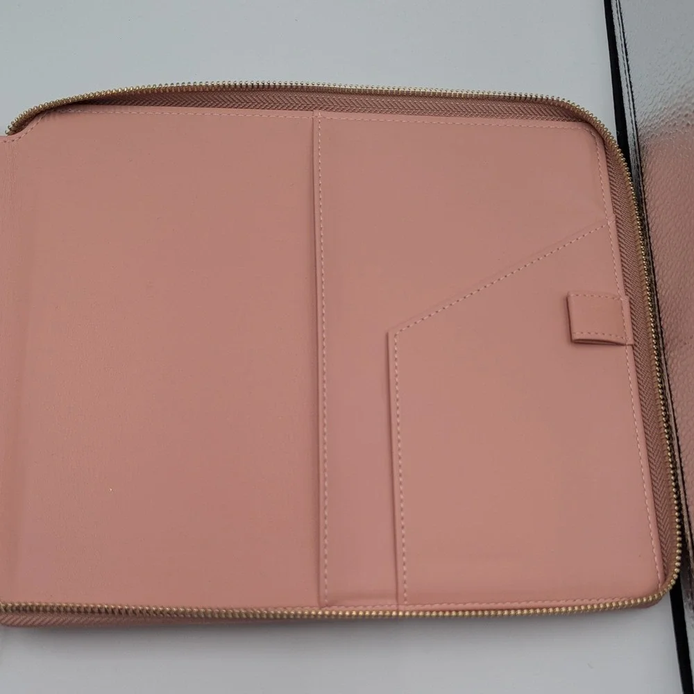 Planner Folio Blush Pink Vegan Leather Zip Organizer O/S